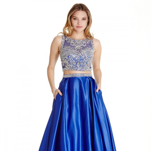 NEW LONG FORMAL A-LINE SLEEVELESS DRESS EMBROIDERED W/ DAZZLING SEQUINS AS L1689
